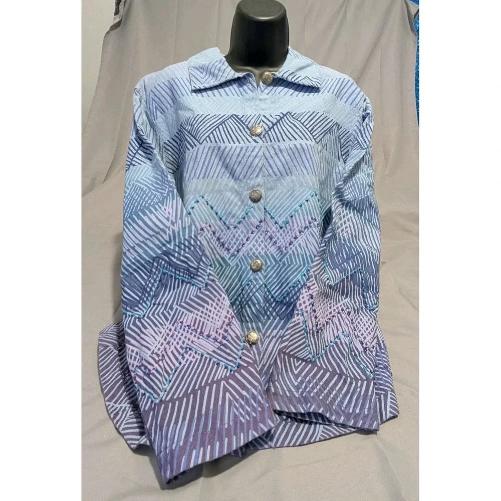 Vintage‎ Mirasol 100% Cotton Southwestern Jacket L Concho Buttons Boho Western